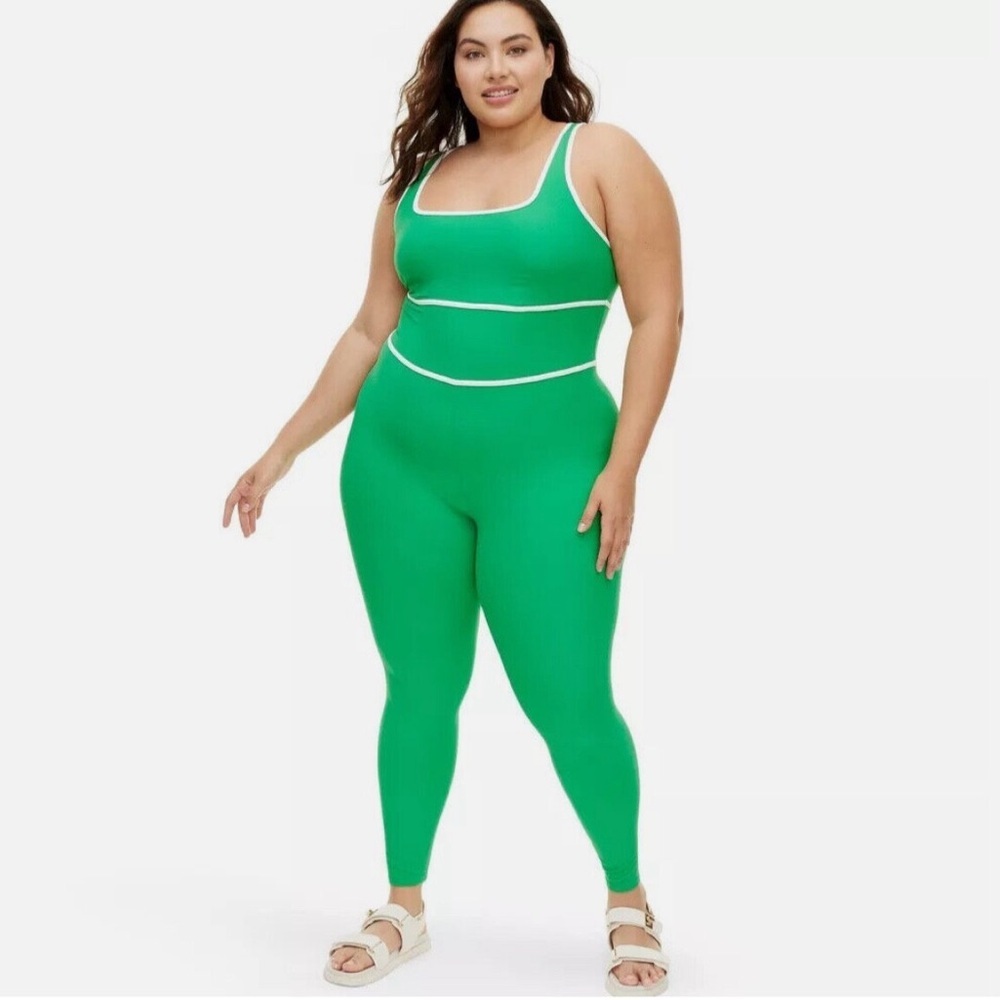 Diane Von Furstenberg For Target Green & White Racerback Full Length Bodysuit
